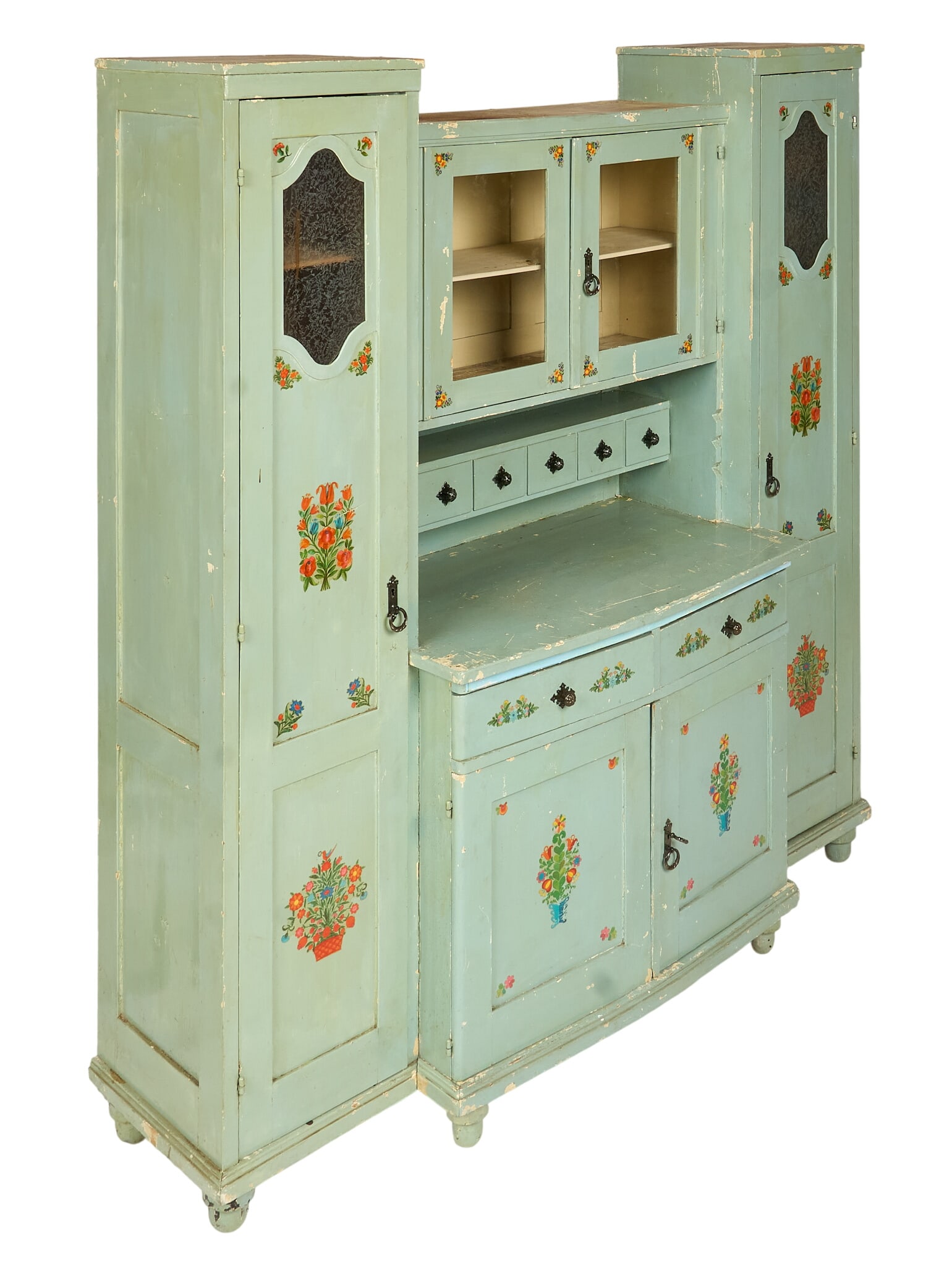 Folk Art Painted Cabinet (1 of 4)