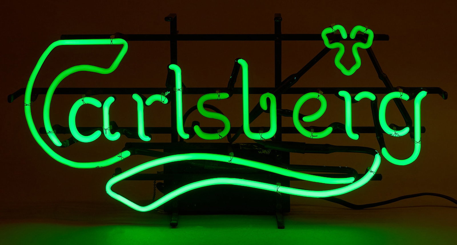 Carlsberg Beer Neon Sign: Vintage Carlsberg (Copenhagen) brewery neon sign, circa late 20th century, in working condition height 12 in. x width 21 in. x depth 5 in. Provenance: Property from a New Braunfels, Texas