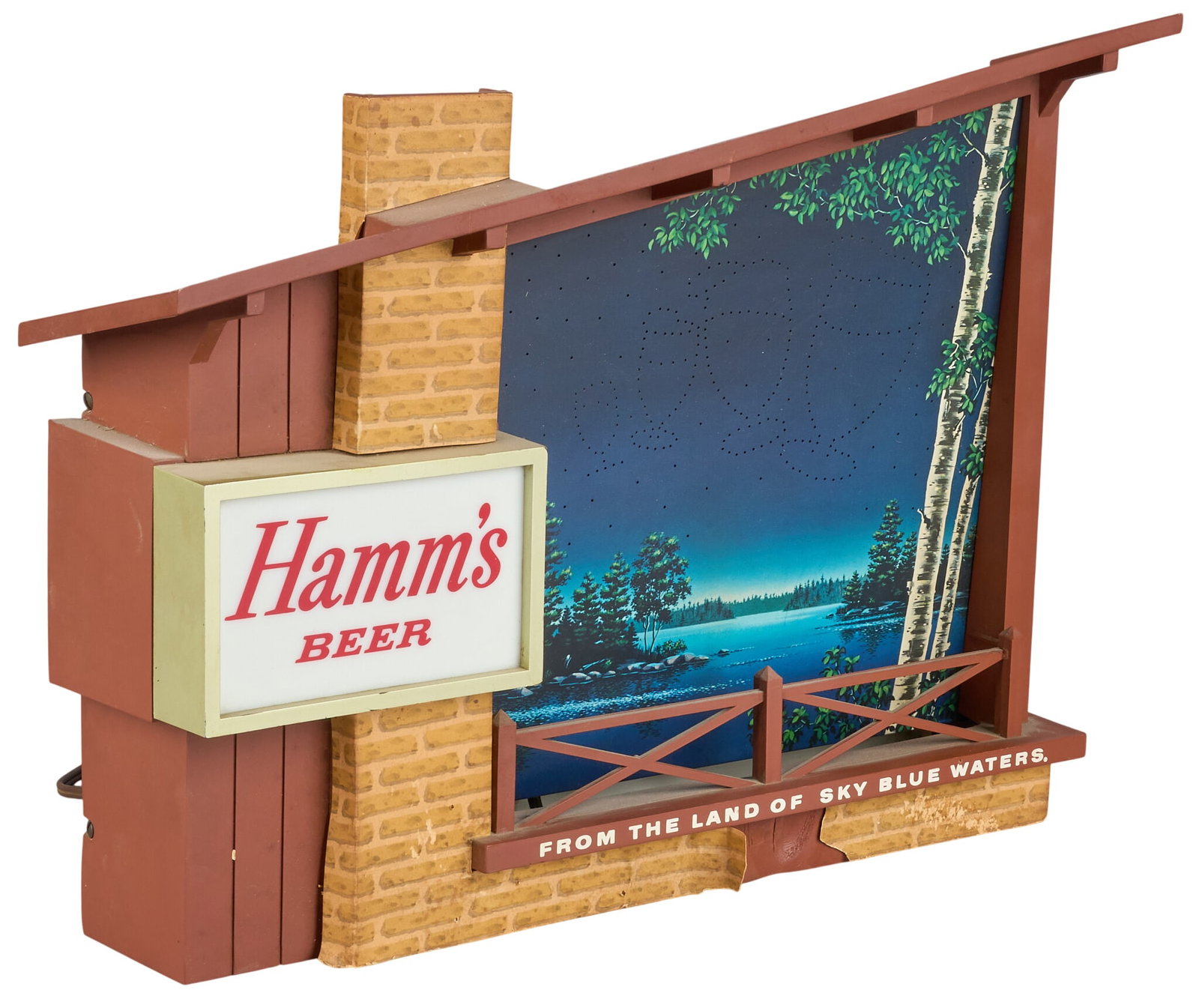 Hamm's Beer Starry Night Lighted Motion Sign: Vintage Hamm's Beer Starry Night lighted motion sign, circa 1960s, in working condition height 12 in. x width 17 in. x depth 5 in. Provenance: Property from the collection of Linda Muth,