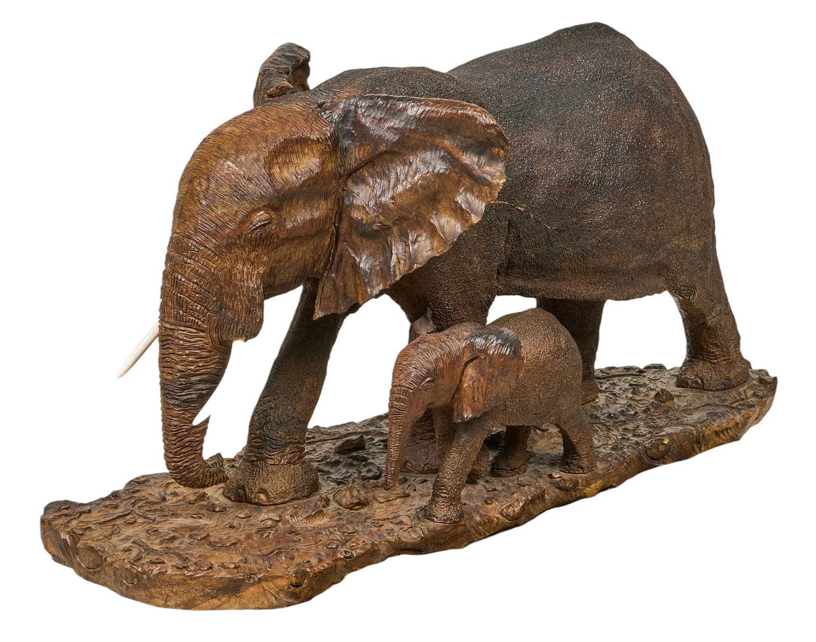 Carved Elephant and Baby (1 of 4)