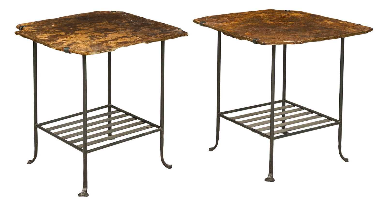Pair of Stone Top Iron Side Tables (1 of 3)