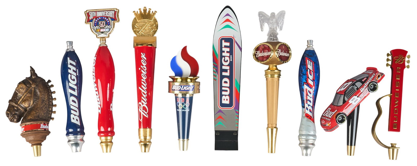 Collection of (10) Budweiser Beer Tap Handles (1 of 4)