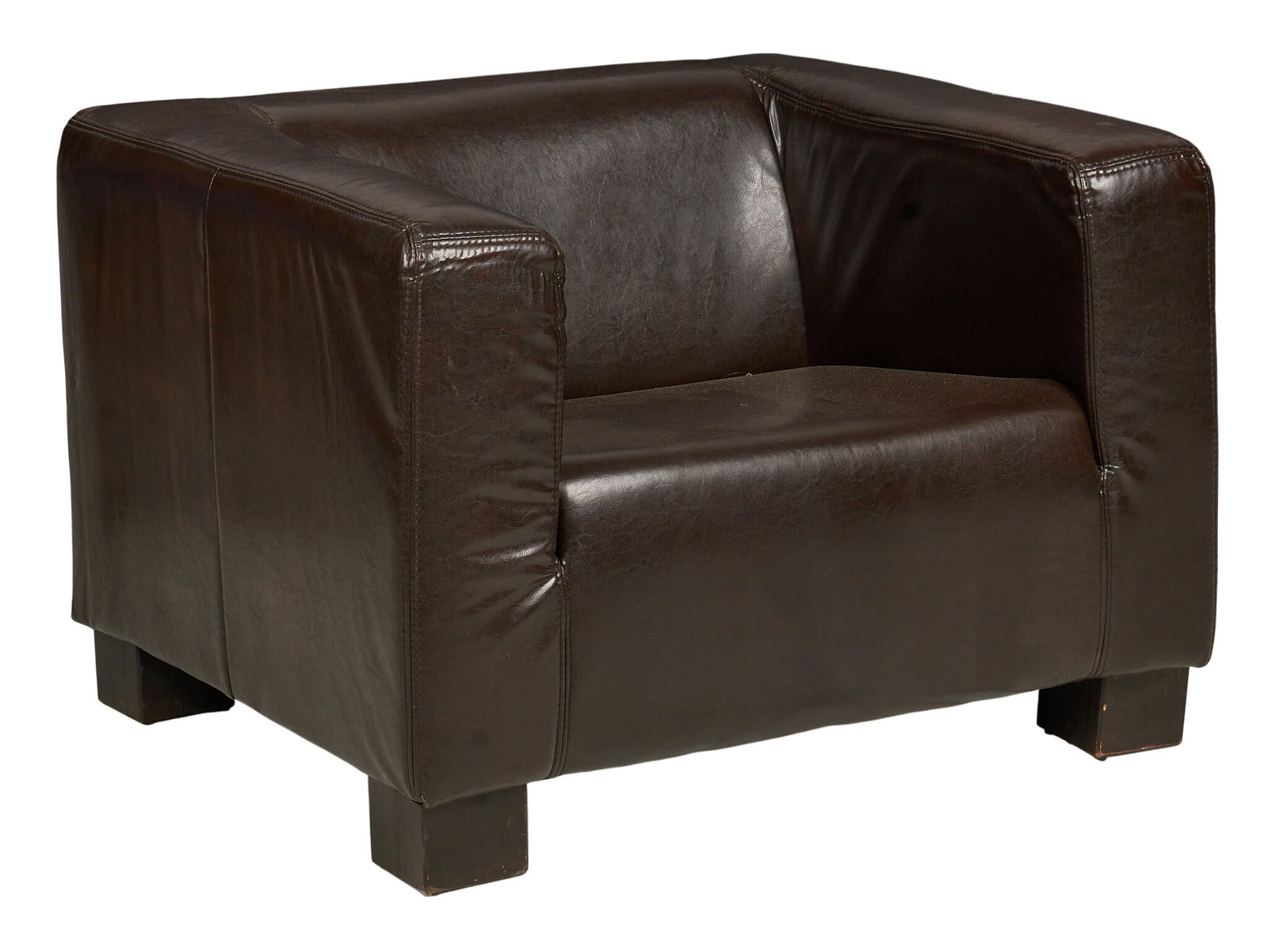 Tub Chair: Contemporary tub chair, squared frame height 27 in. x width 38 in. x depth 34 in.