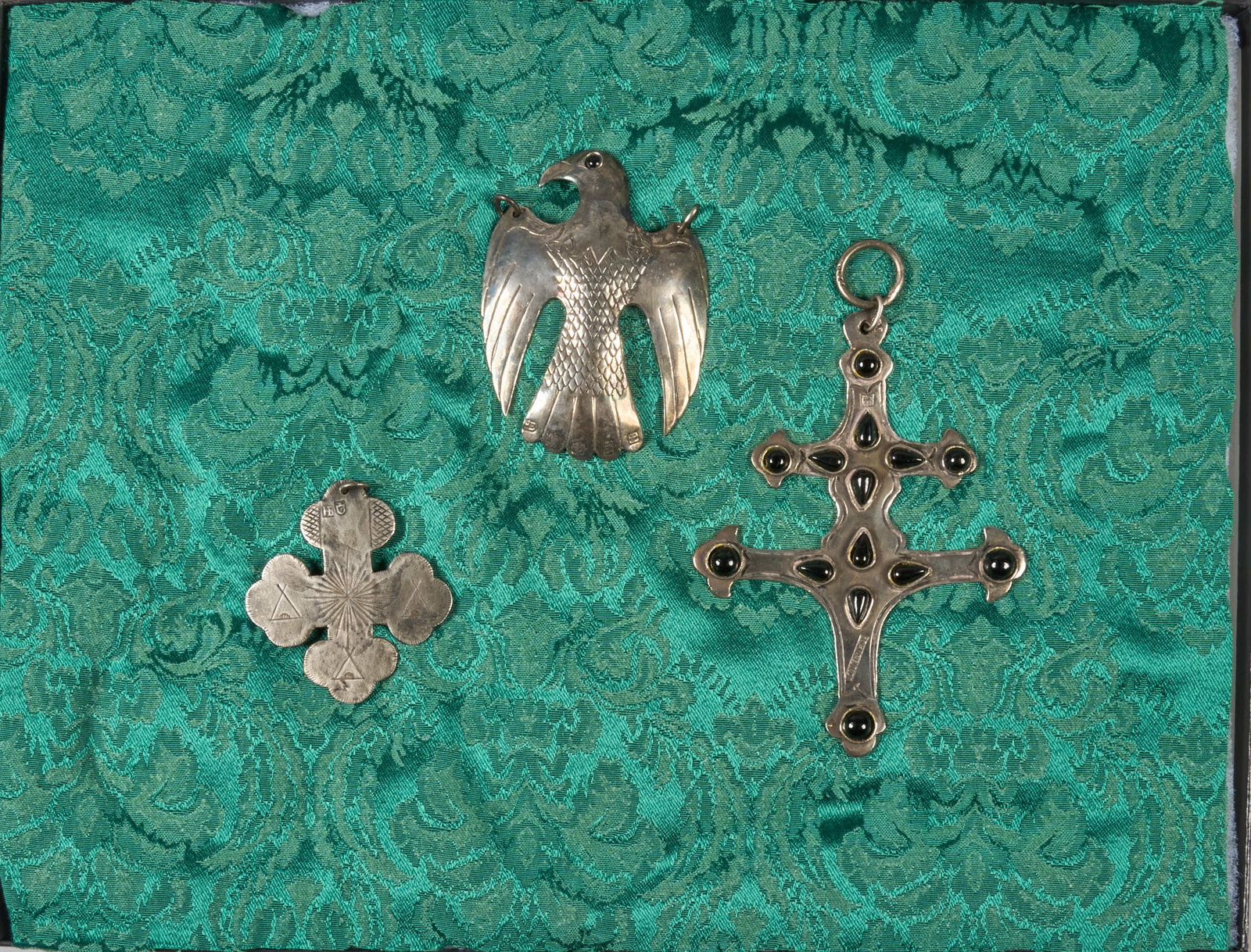 Framed Collection of (3) Trade Metals: Framed collection of (3) trade metals height 16 1/4 in. x width 12 1/4 in. x depth 1 / frame Provenance: Property from a home in Austin, Texas 
