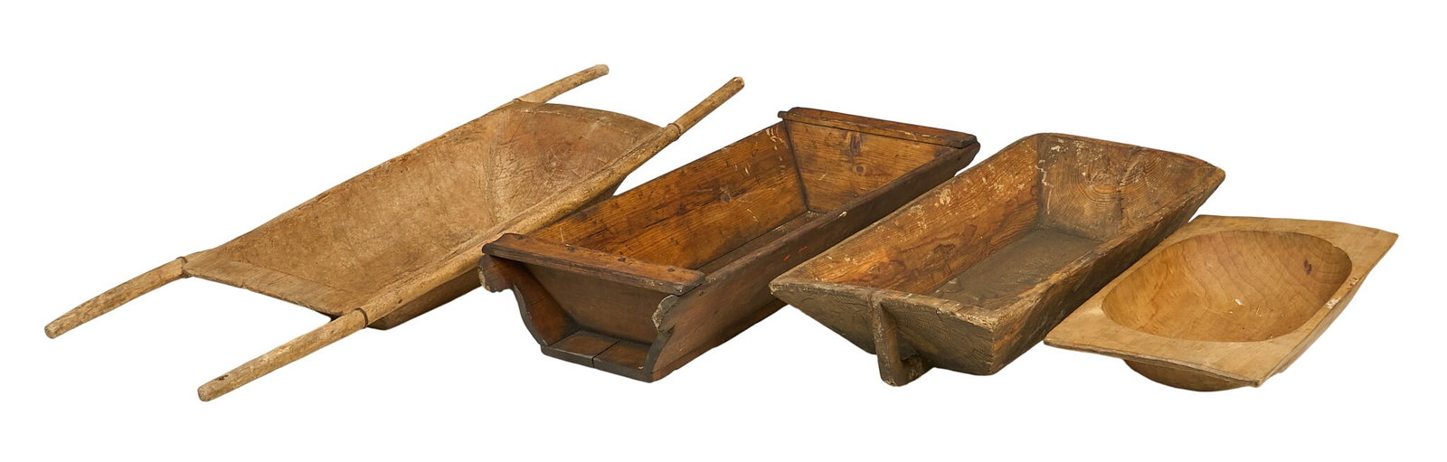 (4) Primitive Wooden Dough Bowls (1 of 3)