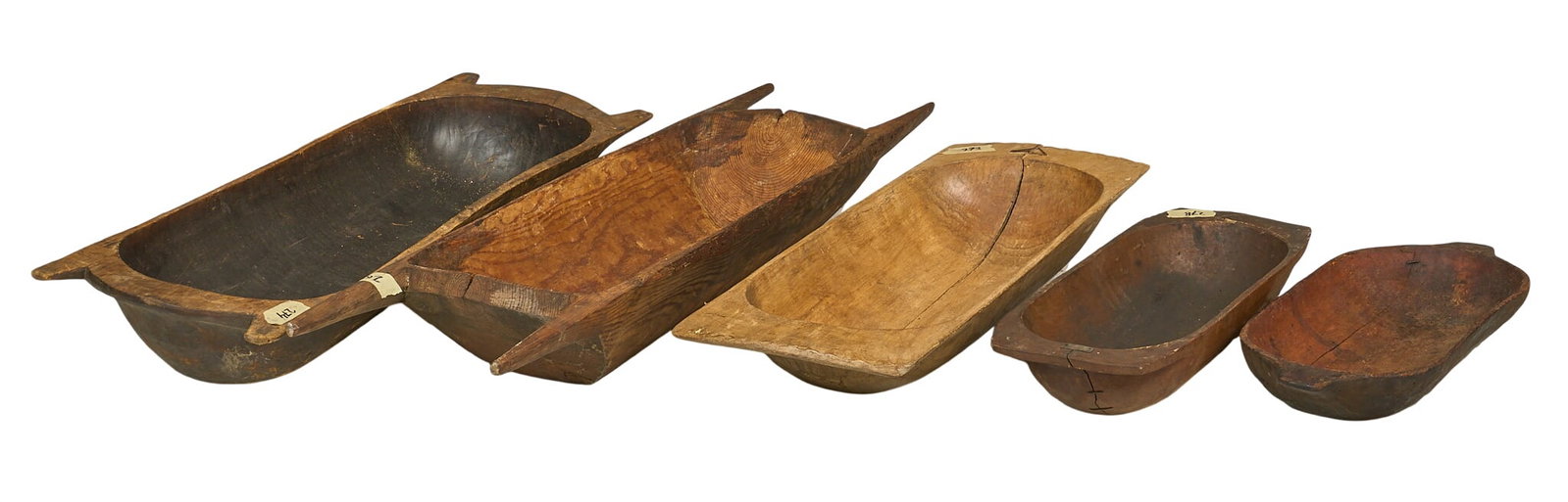 (5) Primitive Wooden Dough Bowls (1 of 3)