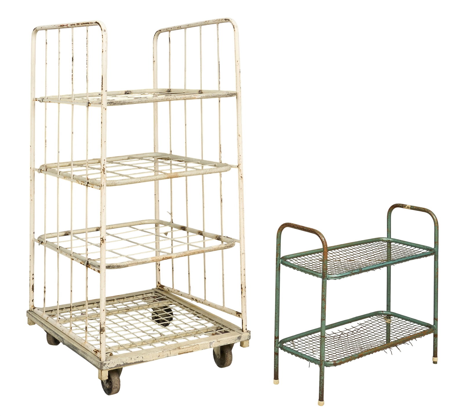 (2) Industrial Racks: (2) industrial metal racks height 59 in. x width 30 in. x depth 16 in. / largest