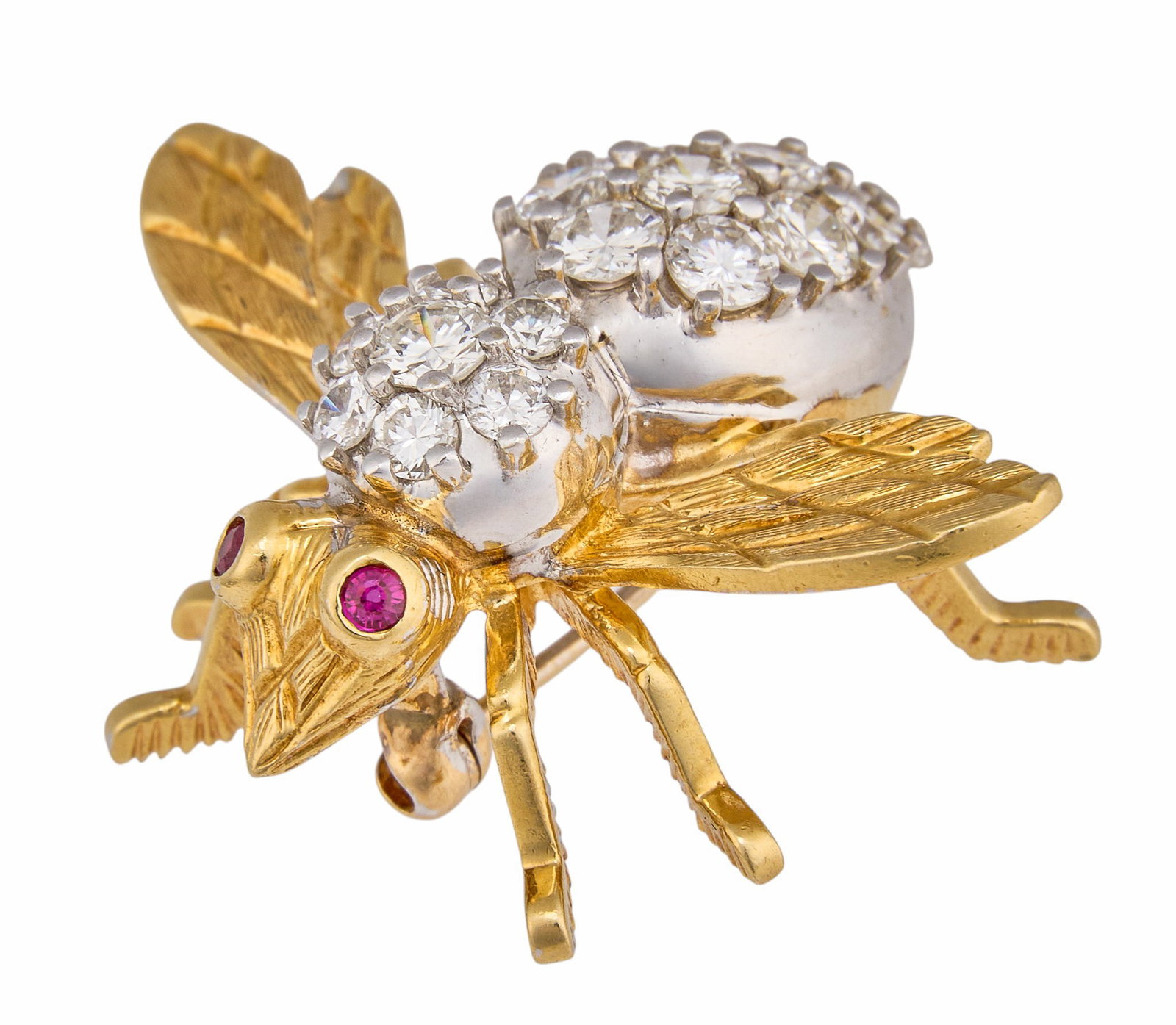 18K Diamond & Ruby Bee Brooch - 2