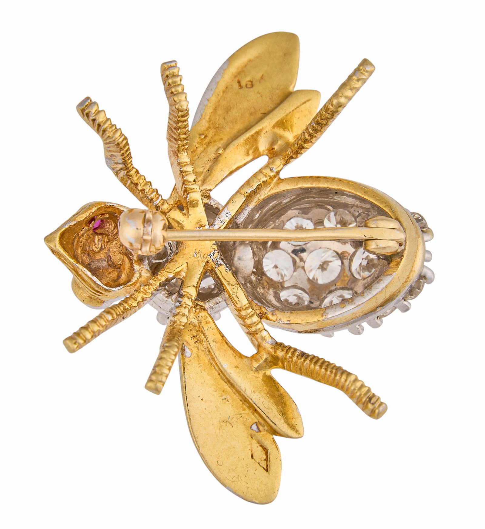 18K Diamond & Ruby Bee Brooch - 3