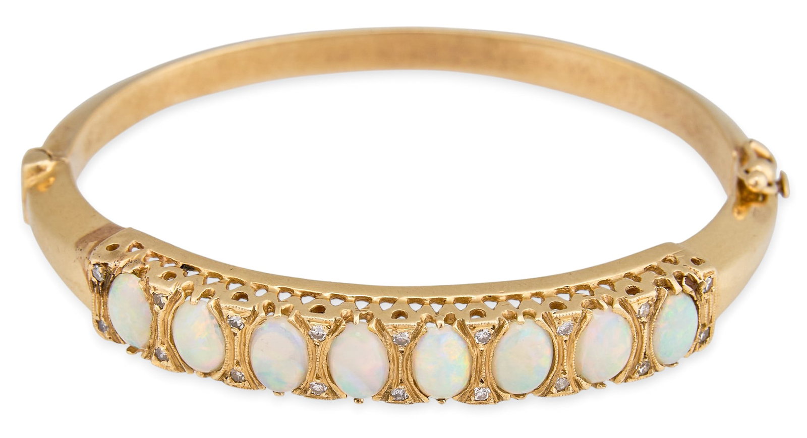 14K Opal Hinged Cuff
