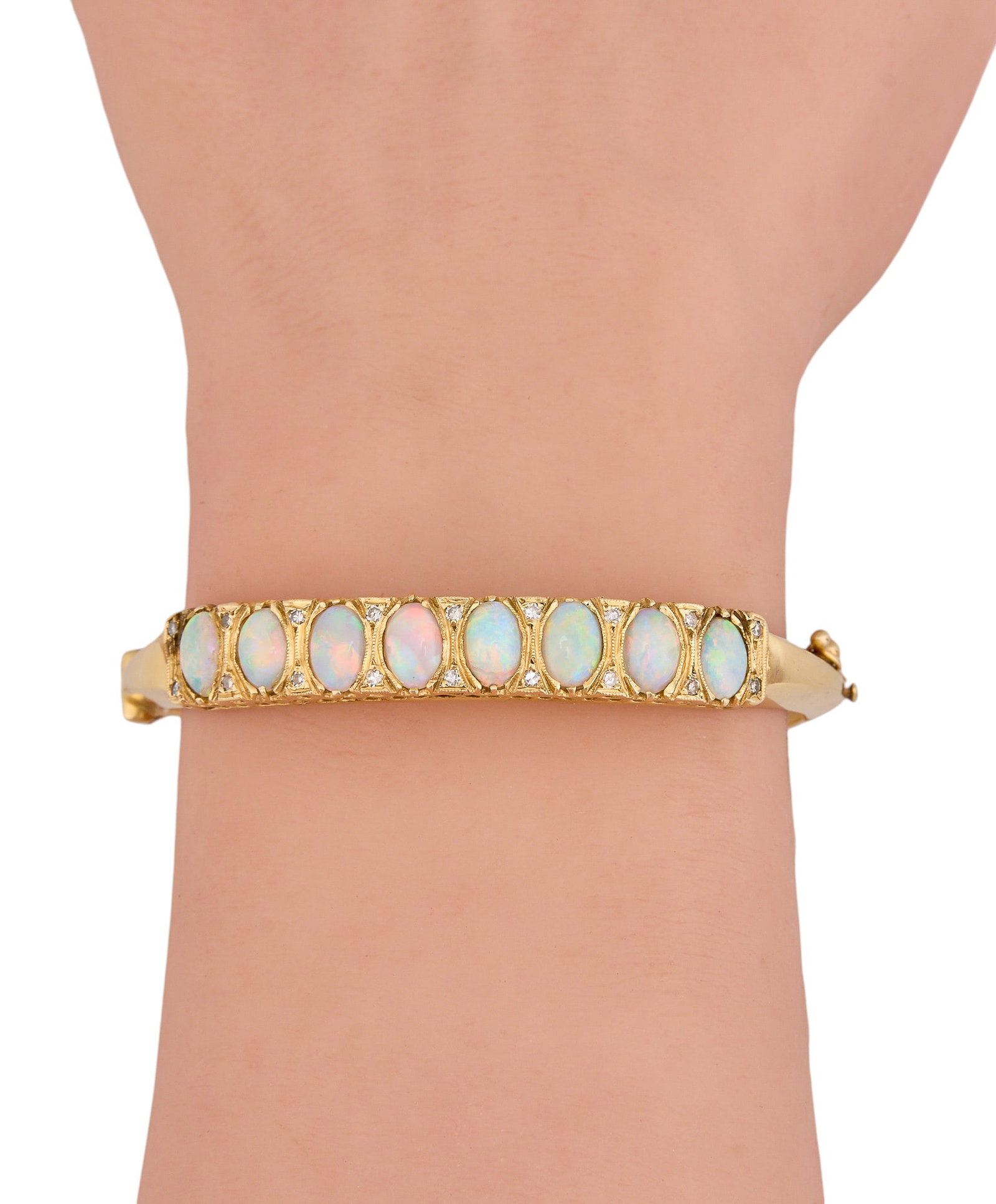 14K Opal Hinged Cuff - 2