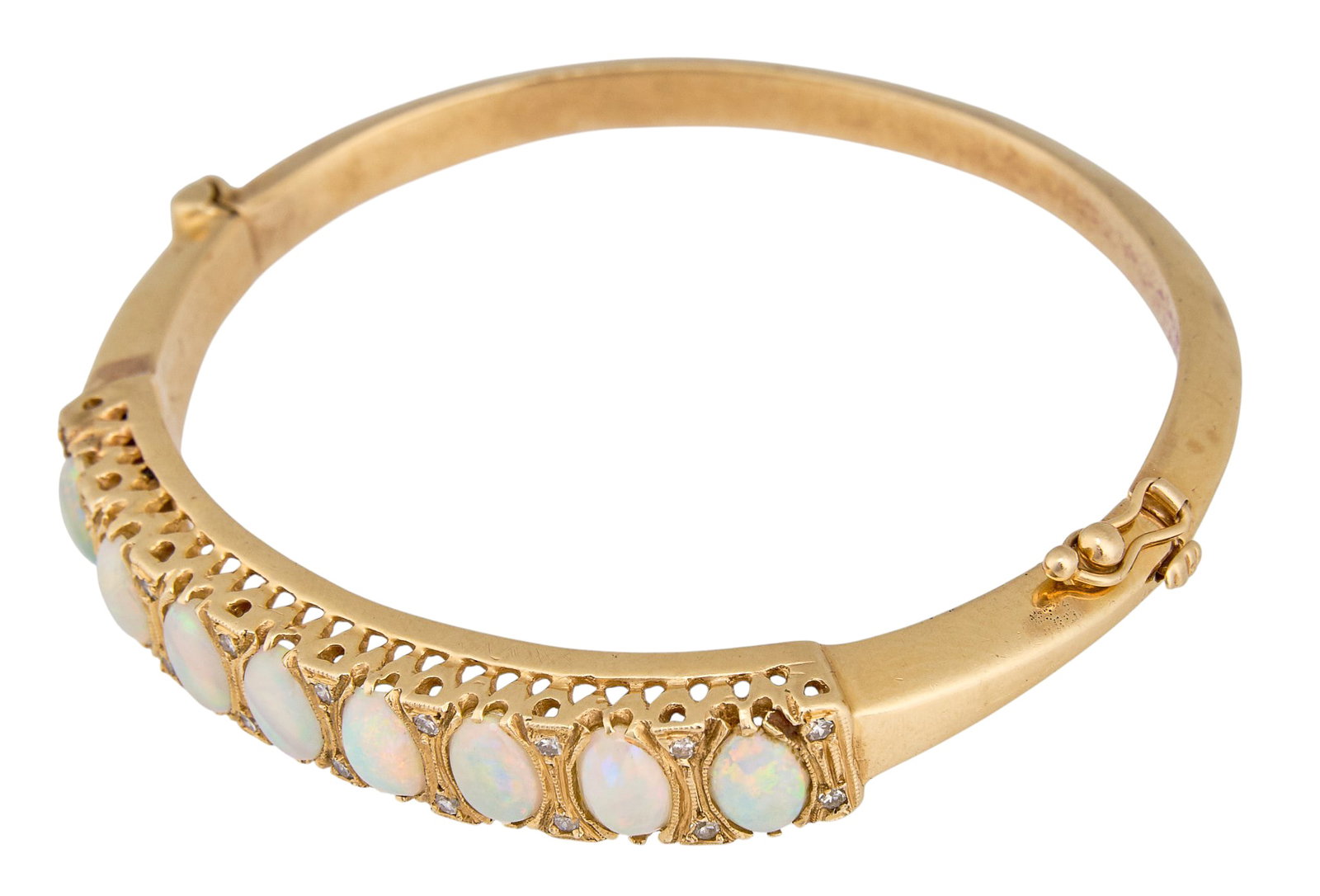 14K Opal Hinged Cuff - 3