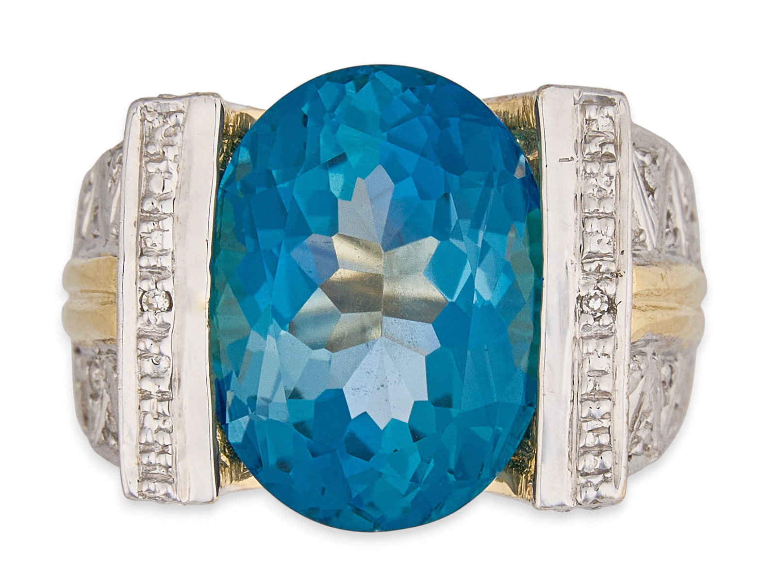14K Blue Topaz & Diamond Ring (1 of 5)
