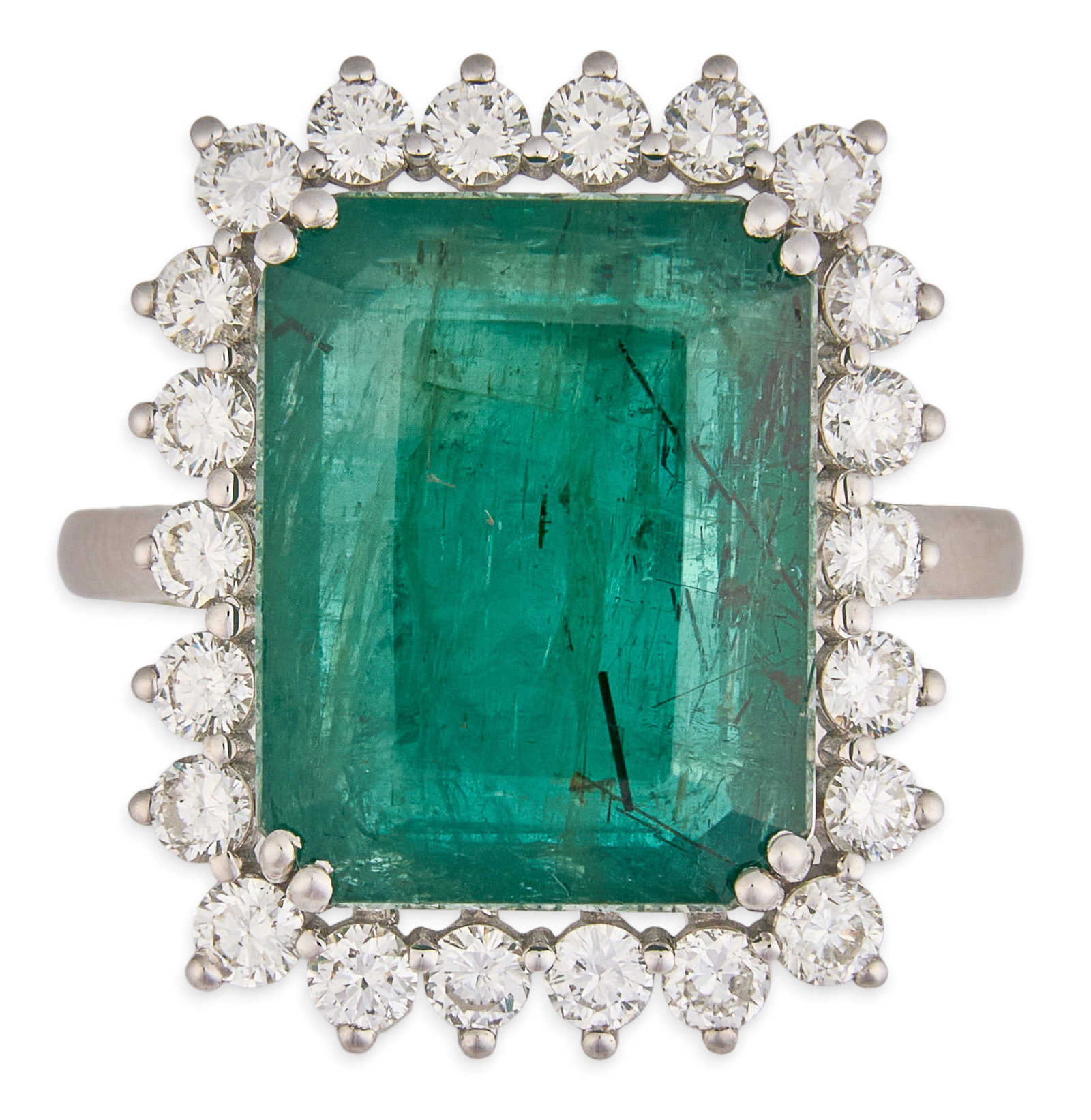 Platinum Emerald & Diamond Halo Ring (1 of 5)