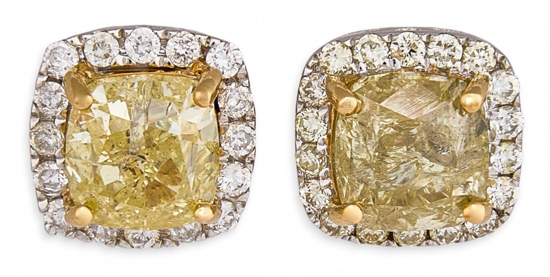 18K Canary Diamond Stud Earrings (1 of 5)