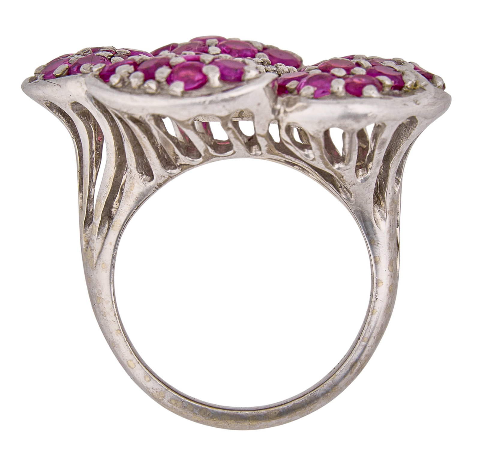 14K Ruby & Diamond Flower Ring - 4