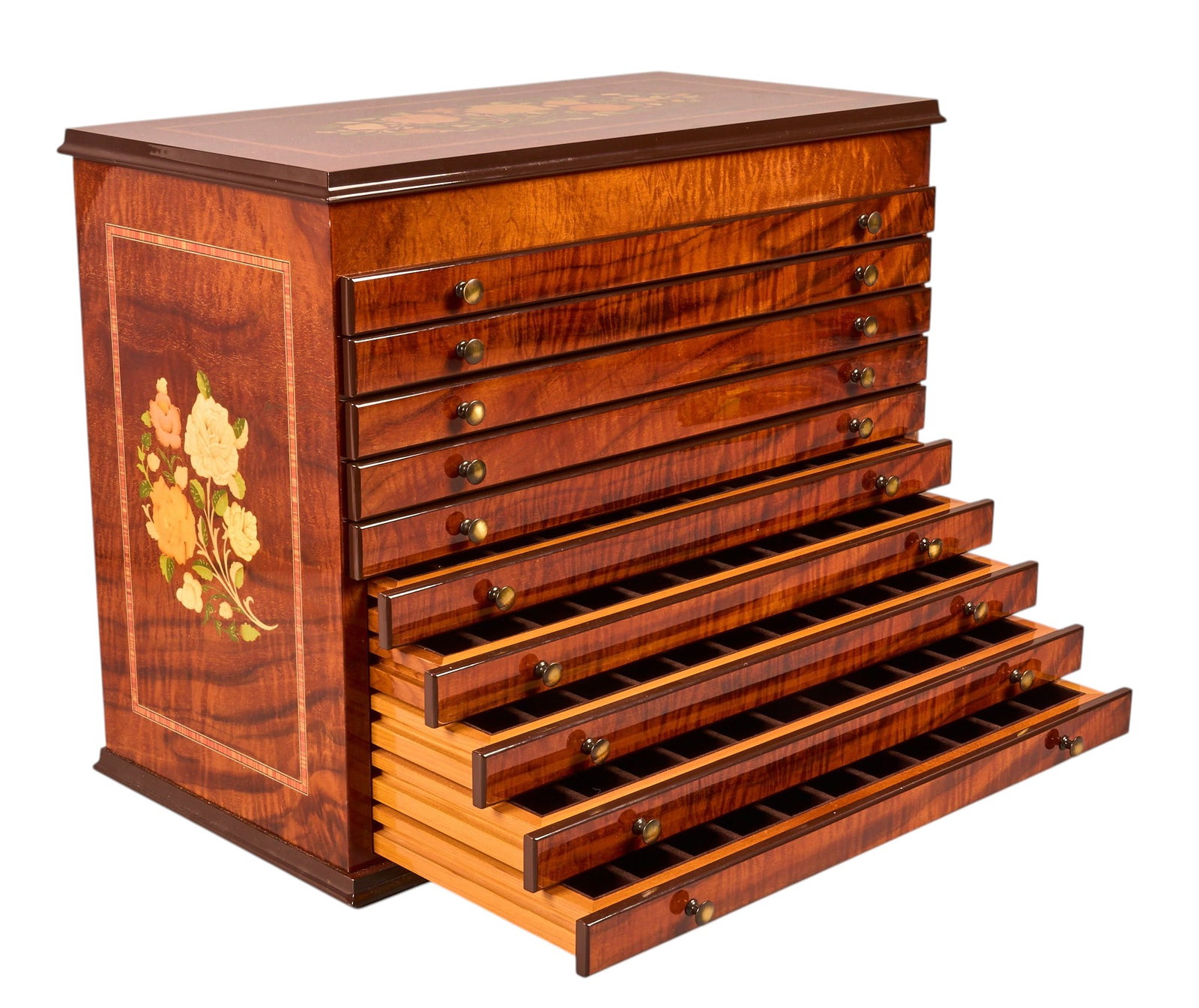 Italian Inlaid Wood Fountain Pen Cabinet (1 of 8)