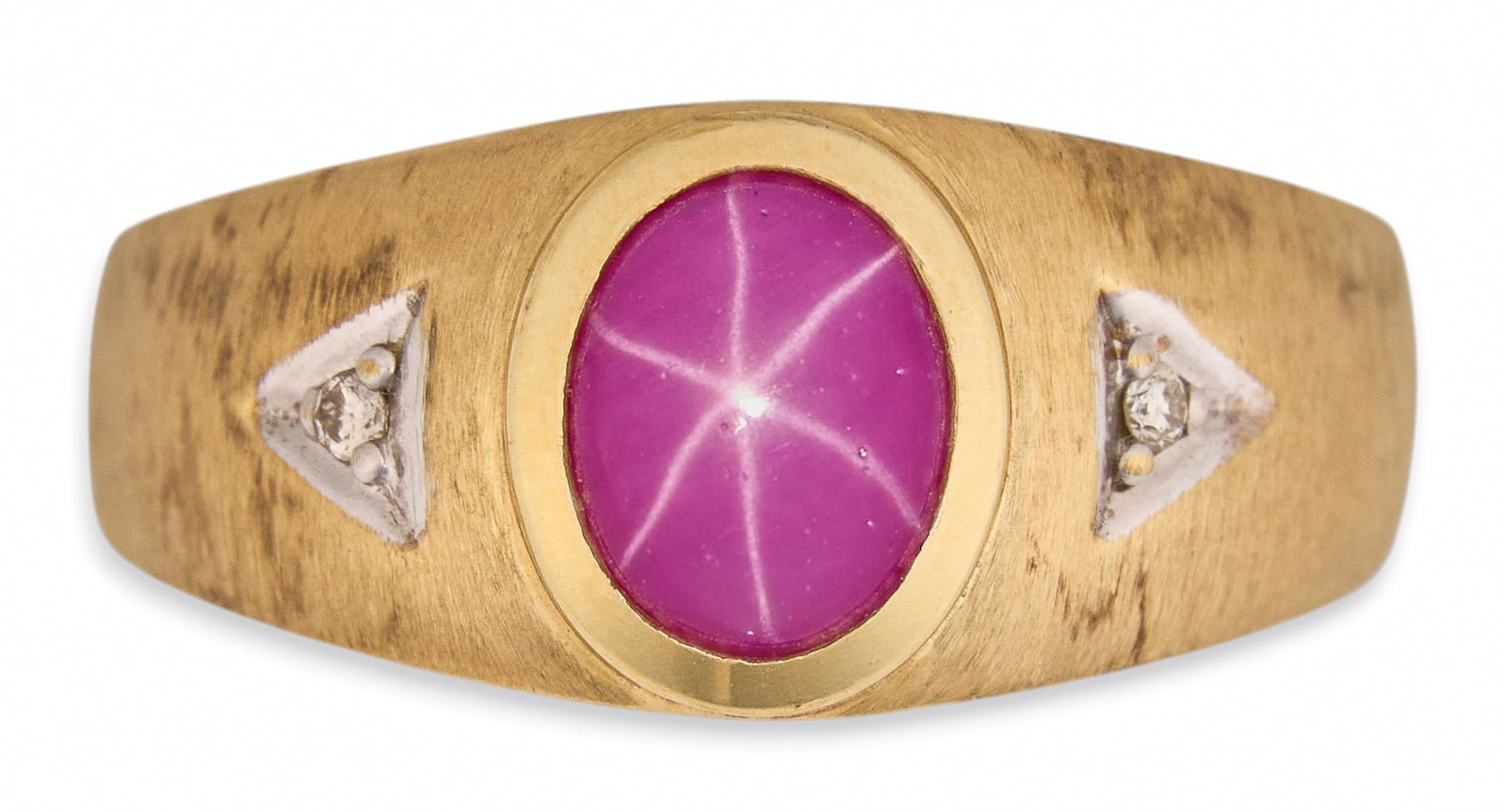 14K Star Ruby & Diamond Mens Ring (1 of 4)