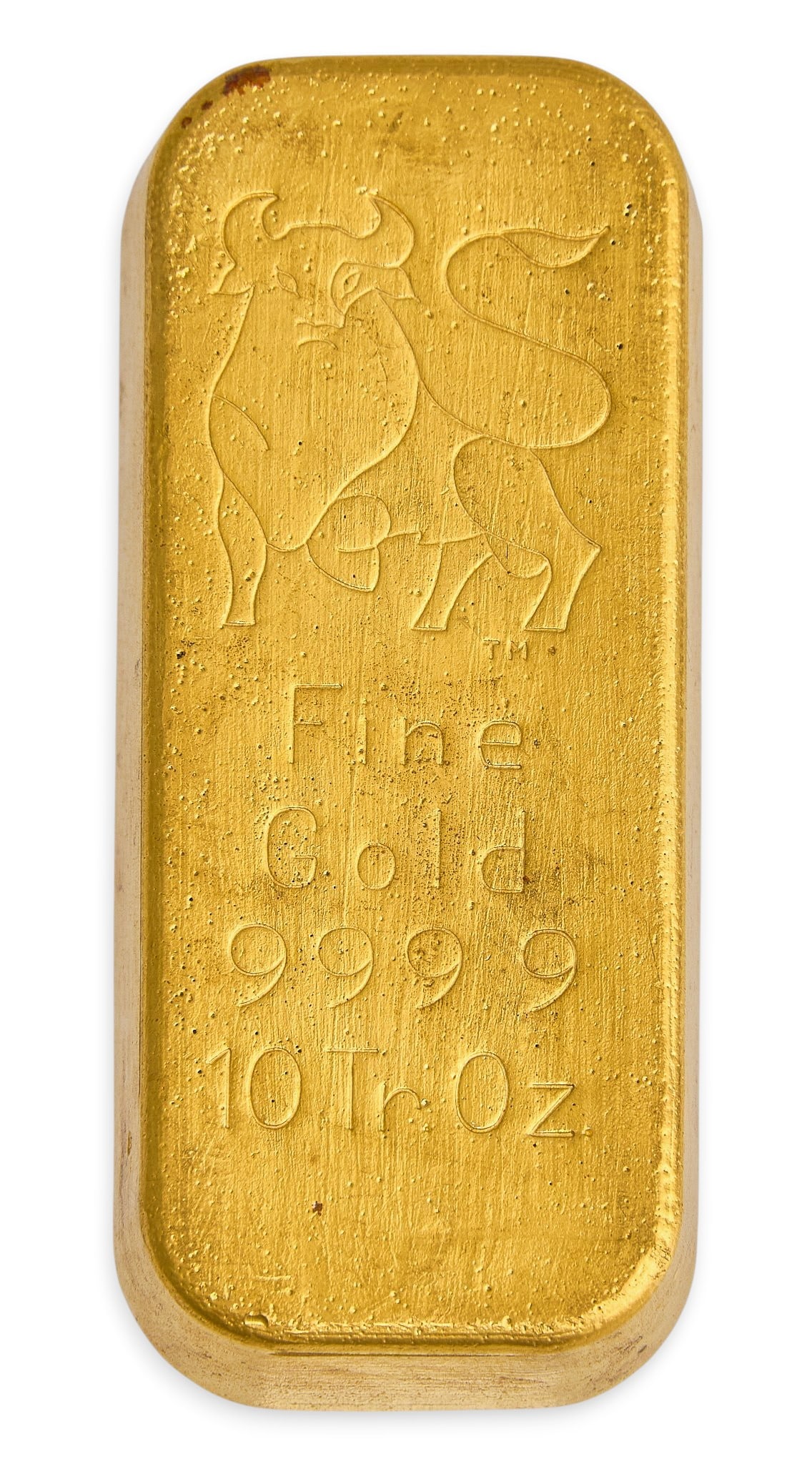 Rare Vintage Merrill Lynch 10 ozt Solid Gold "Bull Bar": Rare Merrill Lynch solid .999 fine gold Bull bar Total weight: 10 ozt Provenance: Property from the Terrell Hills, Texas estate of distinguished civic leader and philanthropist Diana Destine