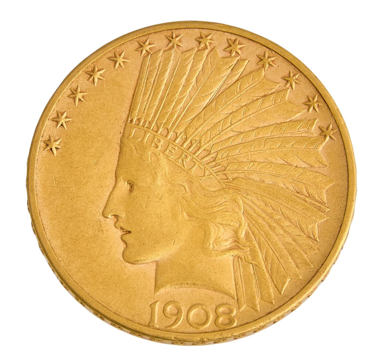 1908-D $10 Indian Head Eagle Coin: 1908-D $10 Indian head eagle coin Provenance: Property from the collection of an industrial chemicals entrepreneur, from his Alamo Heights, Texas home