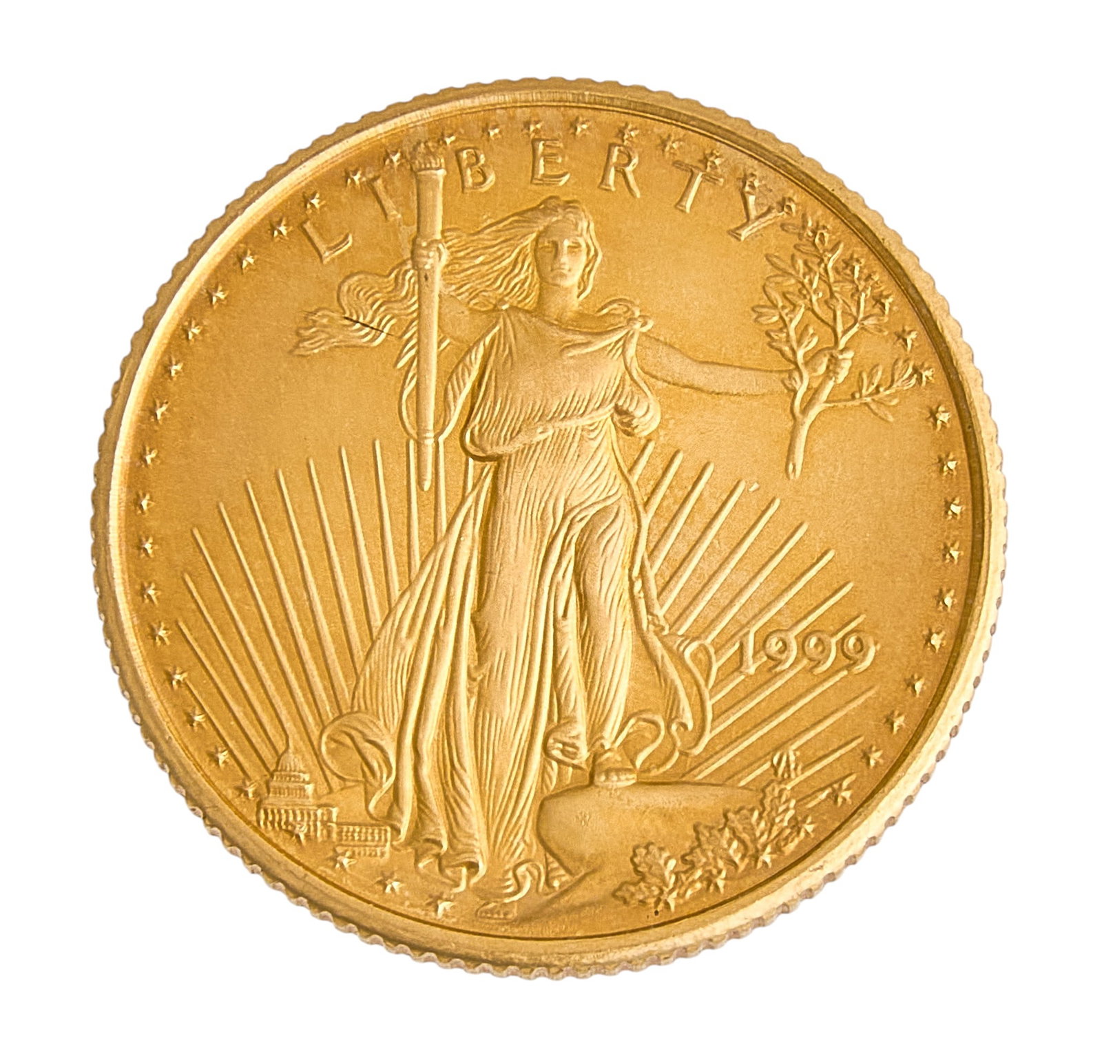 1999 $5 Gold Eagle Coin: 1999 $5 gold eagle uncirculated one-tenth ounce coin Provenance: Property from the collection of an industrial chemicals entrepr