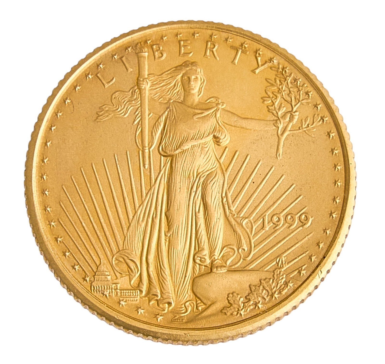 1999 $5 Gold Eagle Coin: 1999 $5 gold eagle uncirculated one-tenth ounce coin Provenance: Property from the collection of an industrial chemicals entrepreneur, from his Alamo Heights, Texas home