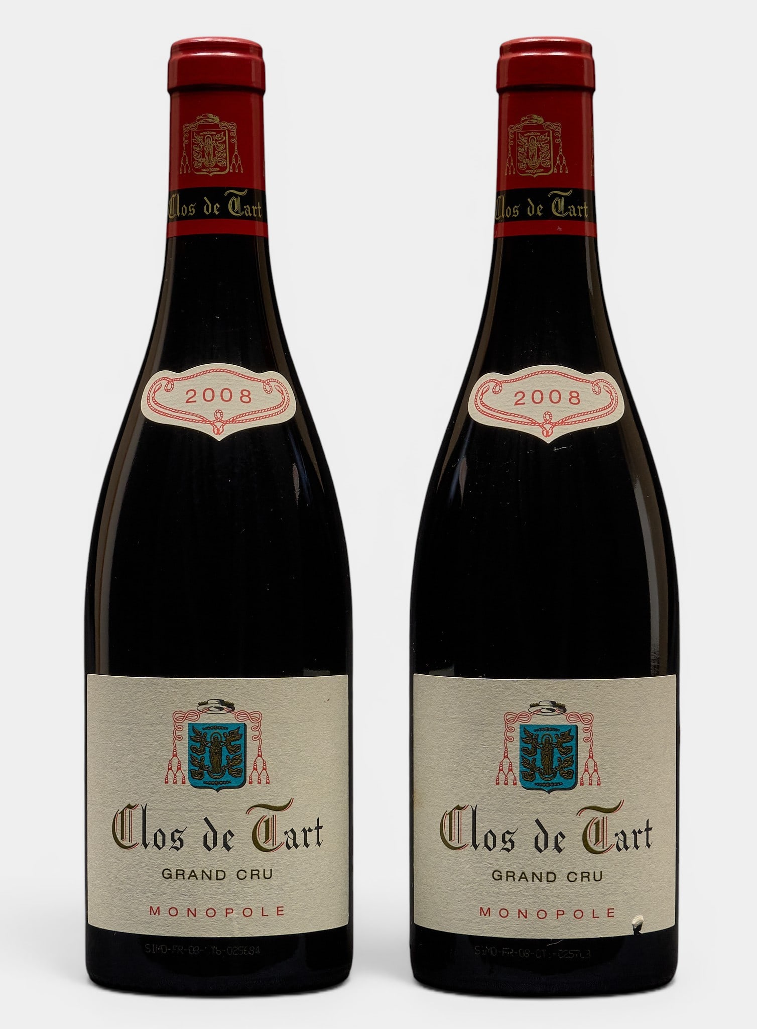 (2) 2008 Clos de Tart Monopole: Two bottles of 2008 Clos de Tart Monopole Provenance: Property from the custom chilled cellar of the Cordillera Ranch home of prominent attorney David J. Arata