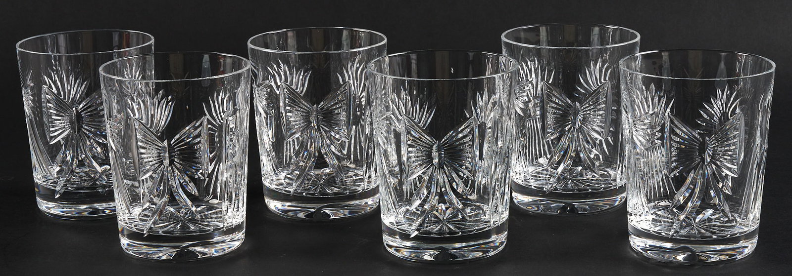 (6) Waterford Double Old Fashioned Glasses: Six Waterford Double Old Fashioned glasses, marked height 4.5 in. x width 3.5 in. x depth 3.5 in. / each Provenance: Property from the collection of an industrial chemicals entrepreneur,
