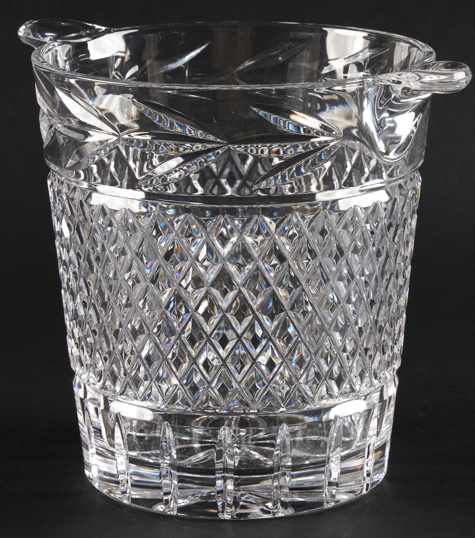 Cut Crystal Ice Bucket: Cut crystal ice bucket height 7.25 in. x width 9 in. x depth 6.5 in. Provenance: Property from the collection of an industrial chemicals entrepreneur, from his Alamo Heights, Texas home