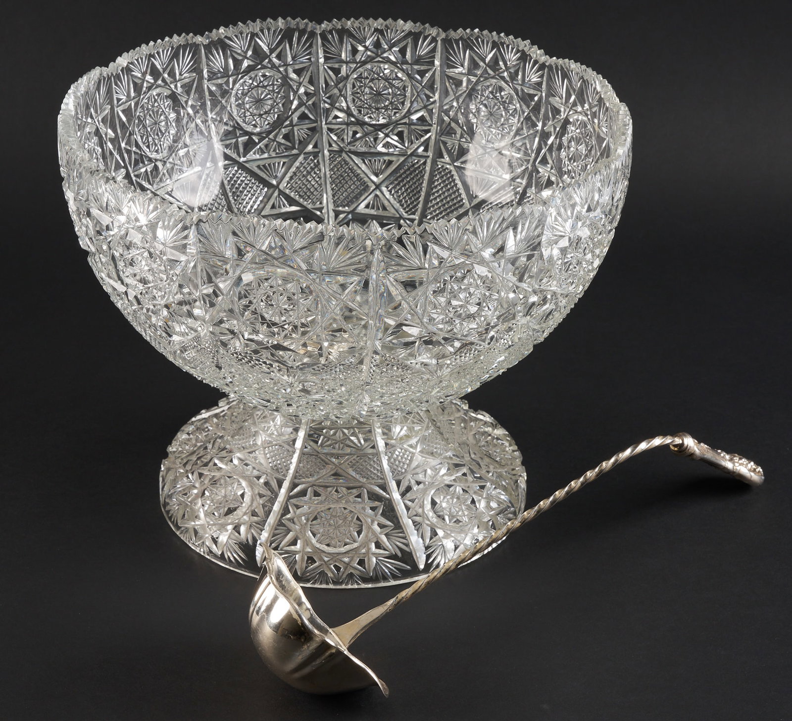 Cut Crystal Punch Bowl & Reed and Barton Sterling Ladle (1 of 7)