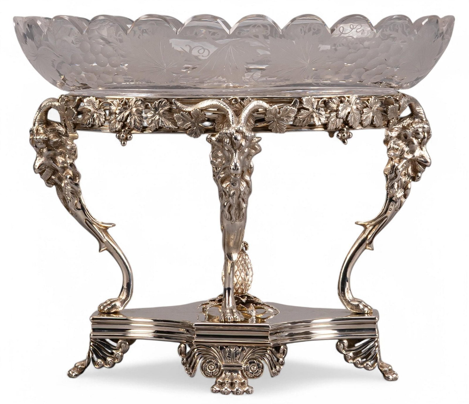 1857 Joseph Mayer Victorian Sterling Silver and Glass Centerpiece (1 of 7)