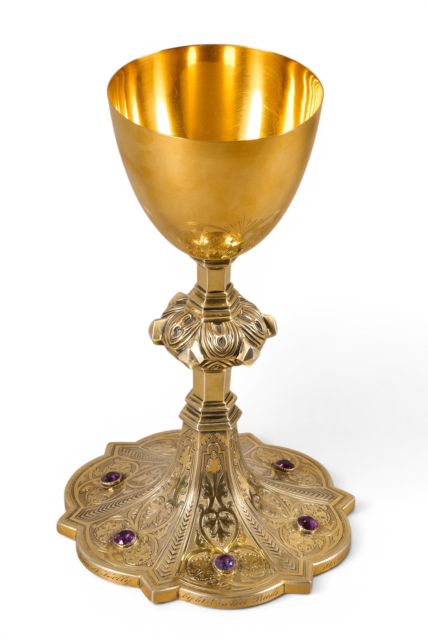 Father Kelly Hand Chased Irish Sterling Chalice with Amethyst (1 of 4)