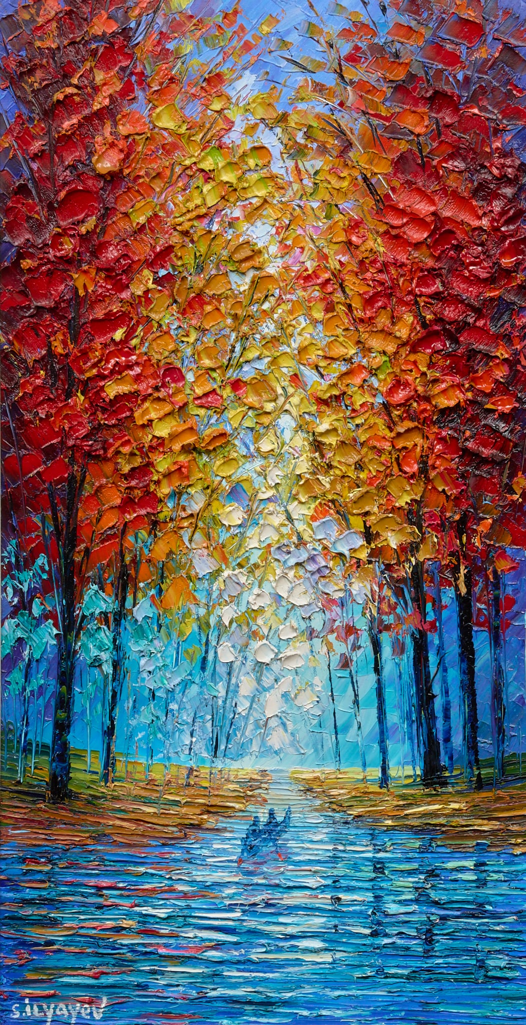 Slava Ilyavev, "Feel the Mist in Your Eyes": Slava Ilyavev (Azerbaijan, former U.S.S.R., b. 1970), "Feel the Mist in Your Eyes", oil on canvas, signed lower left sight: 30 x 15 in., frame: 27.5 x 23 in. Provenance: Property from a home