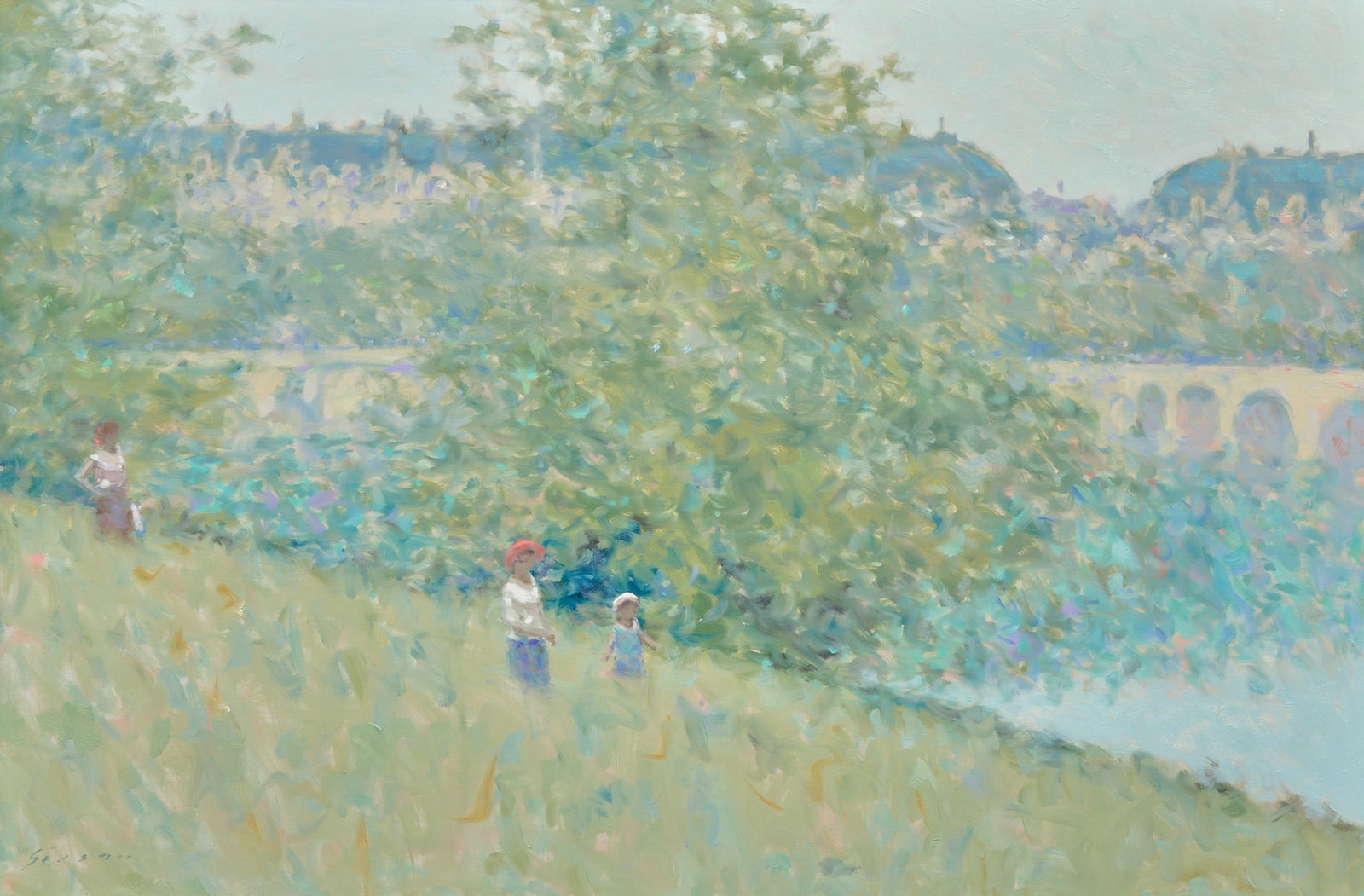 Andre Gisson, "French Landscape": Andre Gisson (New York / France, 1921-2003), "French Landscape", oil on canvas, signed lower left, title inscribed on the verso sight: 24 x 36 in., frame: 31.5 x 42 in. Provenance: The 