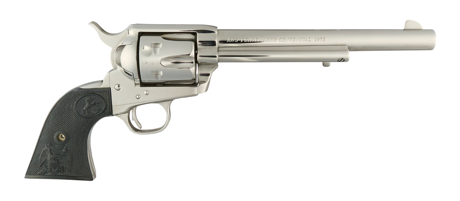 Red McCombs | Colt Frontier Six Shooter 44-40 Peacemaker Centennial: Serial: 1776PC Manufacturer: Colt's P.T. F.A. Mfg. Co. (c. 1973) Model: Frontier Six Shooter Peacemaker Centennial Caliber: 44-40 Barrel Length: 7.5 in. OAL: 13 in. Condition: Very Good; some ligh