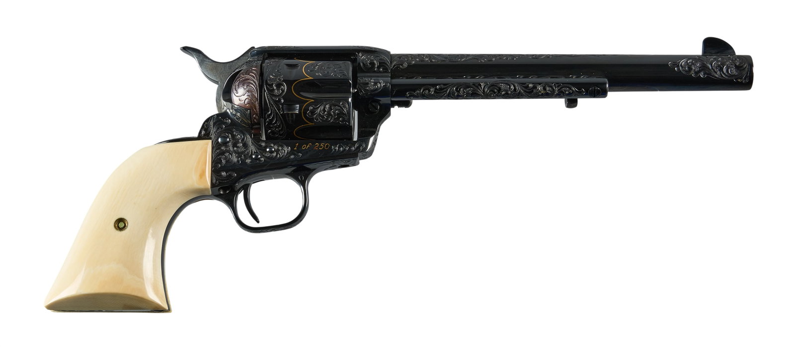 Red McCombs | Colt SAA Cowboy Artist of America Special 45LC Revolver: Serial: CAA-54 Manufacturer: Colt's P.T. F.A. Mfg. Co. Model: SAA Cowboy Artists of America Special Caliber: 45LC Barrel Length: 7.5 in. OAL: 13 in. Condition: Very Good; mostly free of wear or ha