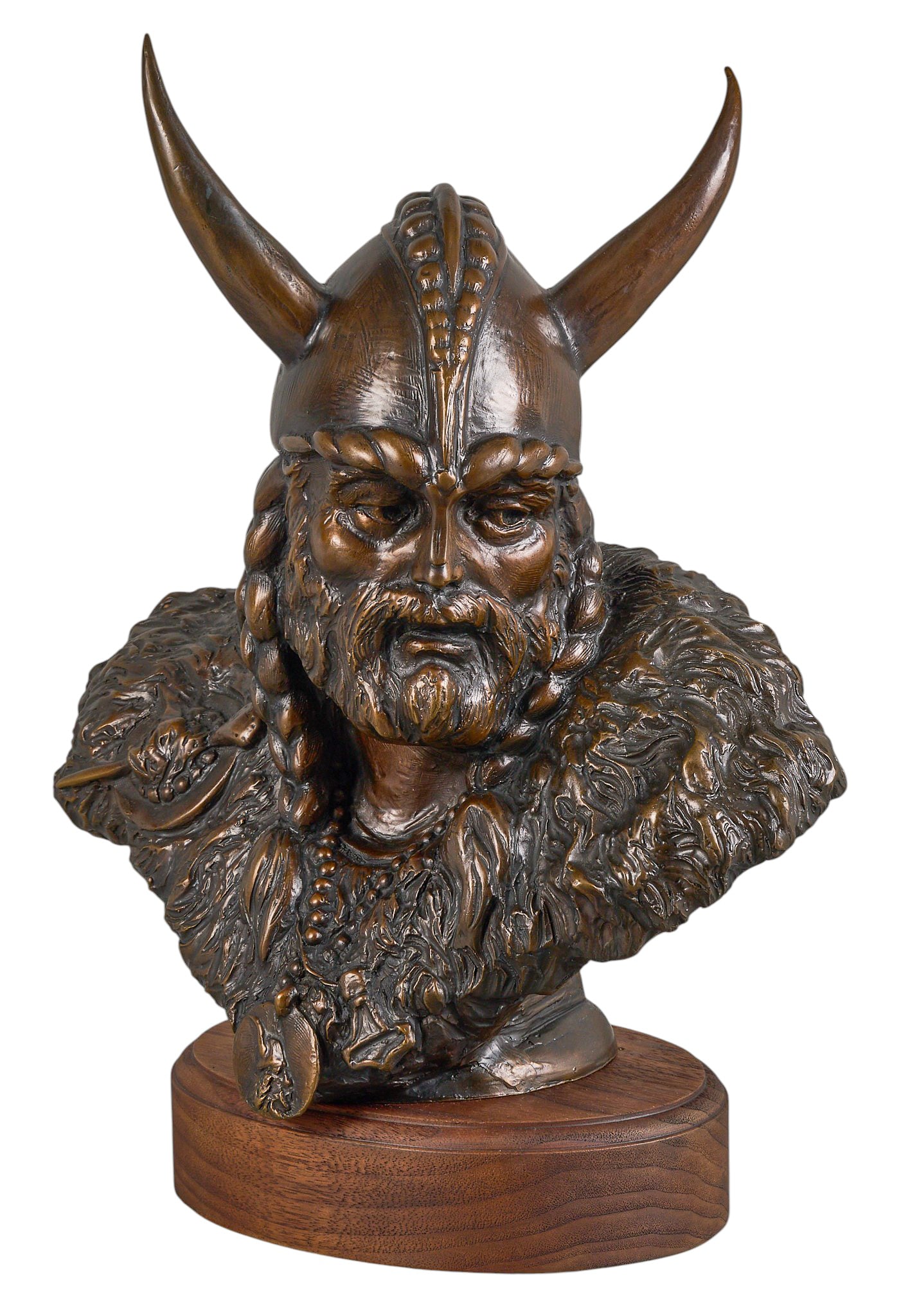 Red McCombs | Donna Dobberfuhl, Viking Bust: Donna Dobberfuhl (Texas, b. 1949), Minnesota Viking themed viking bust, artist-cast bronze sculpture on wooden base, with incised signature, edition number ed. 1/AP, date 2000, and inscription