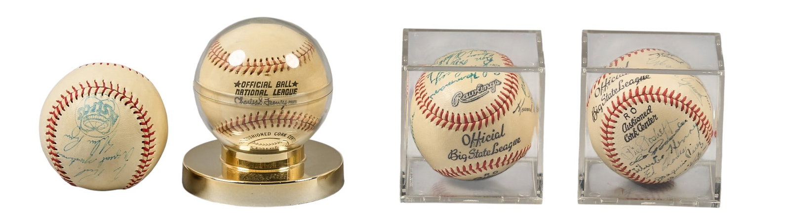 Red McCombs | (4) Signed Baseballs: Collection of four signed baseballs, includes baseballs signed by Houston Astros Hall of Fame pitcher Nolan Ryan, and other various signatures height 3.5 in. x width 3.5 in. x depth 3.5 in. /