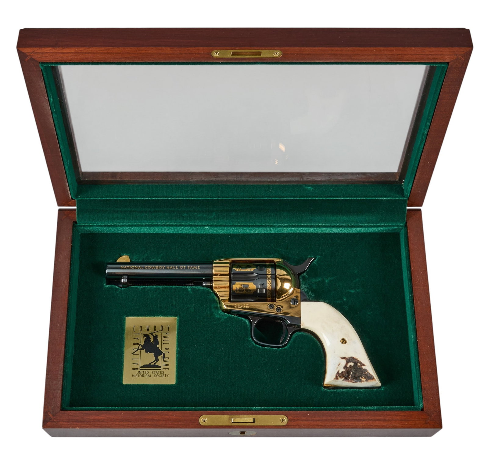 Red McCombs | Uberti SAA National Cowboy Hall of Fame 45LC Revolver: Serial: SA04375 Manufacturer: Uberti Model: SAA National Cowboy Hall of Fame #64 Caliber: 45LC Barrel Length: 4.75 in. OAL: 10.25 in. Condition: Very Good; mostly free of wear & handling marks; fi