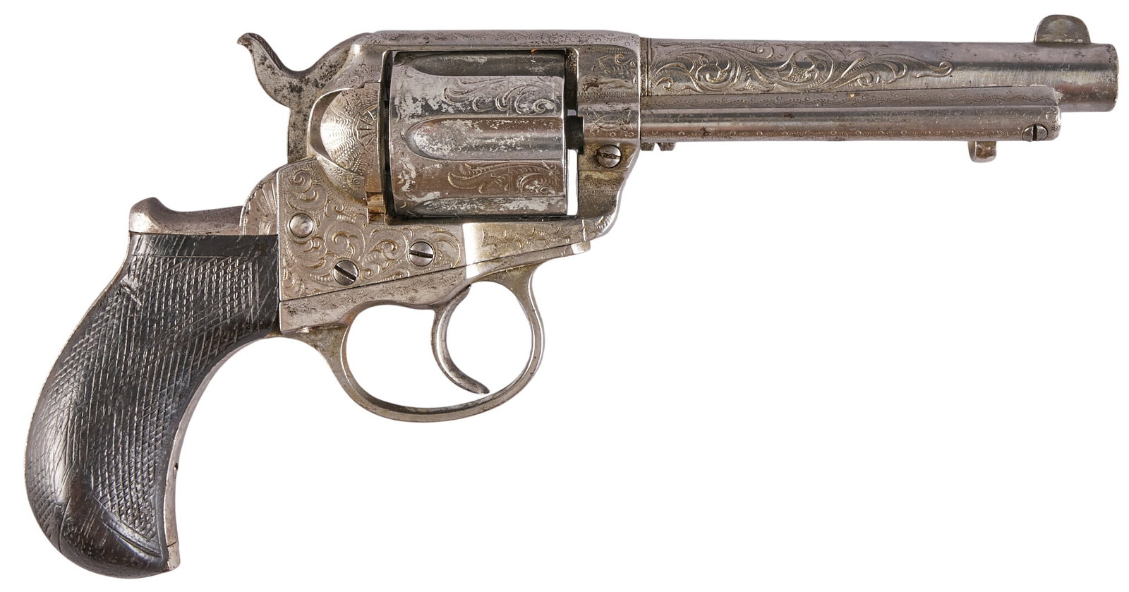 Red McCombs | Engraved Nickel Colt 1877 DA Lightning 38 Revolver (1 of 4)