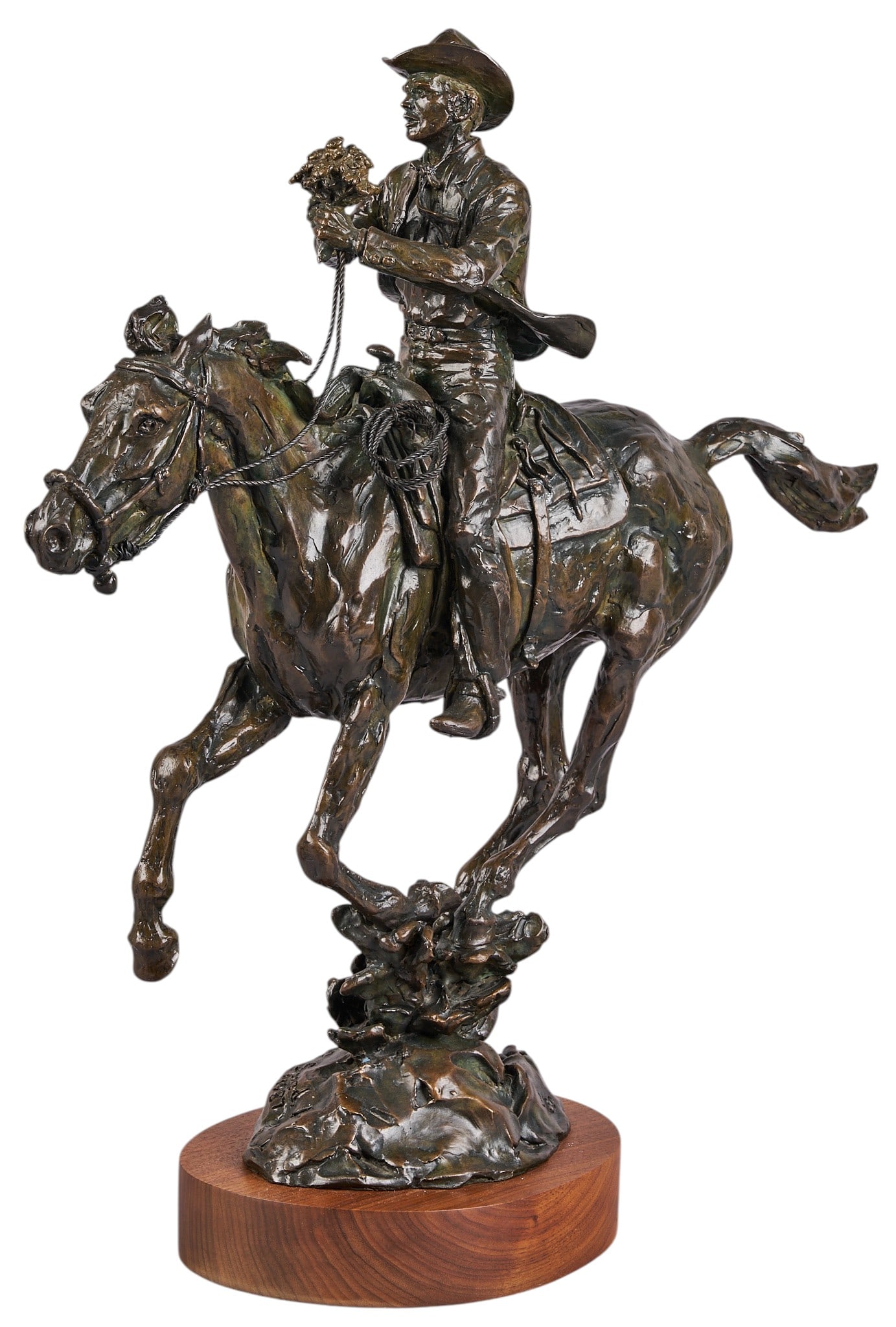 Red McCombs | Grant Speed, "Goin' Courtin'": Ulysses Grant Speed (Texas / Utah, 1930-2011), "Goin' Courtin'", artist-cast bronze sculpture on wooden base, with incised signature, edition number 3/30, and date, 1987 height 