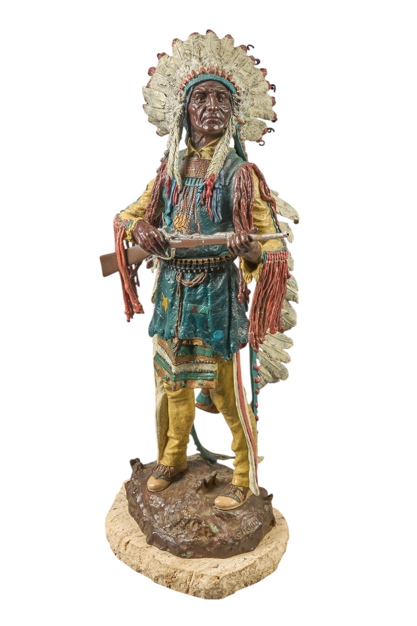 Red McCombs | Polychrome Native American Bronze after Carl Kauba (1 of 5)