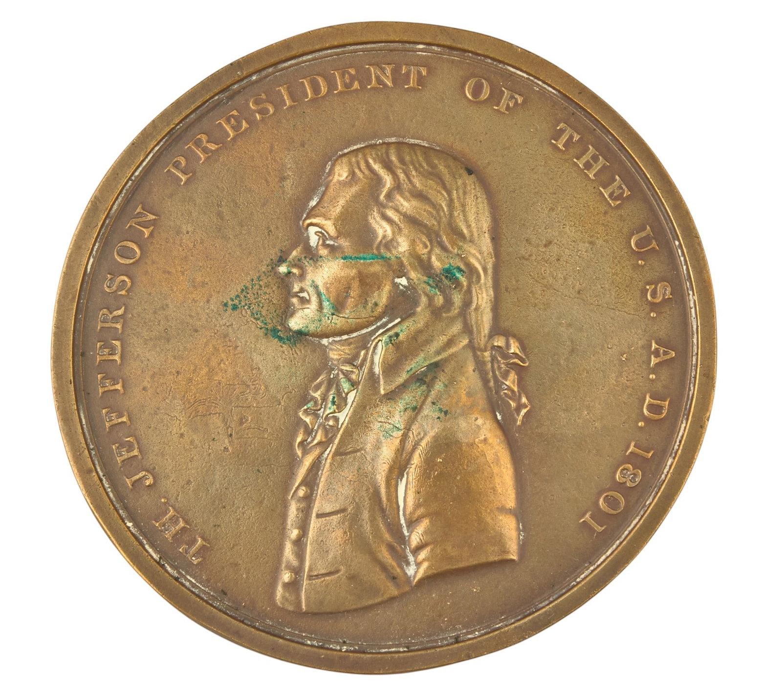 Red McCombs | Antique Peace Medallion: Antique Peace medallion, T.H. Jefferson President of USA, circa 1801 diameter 2 in. Provenance: Property from the p
