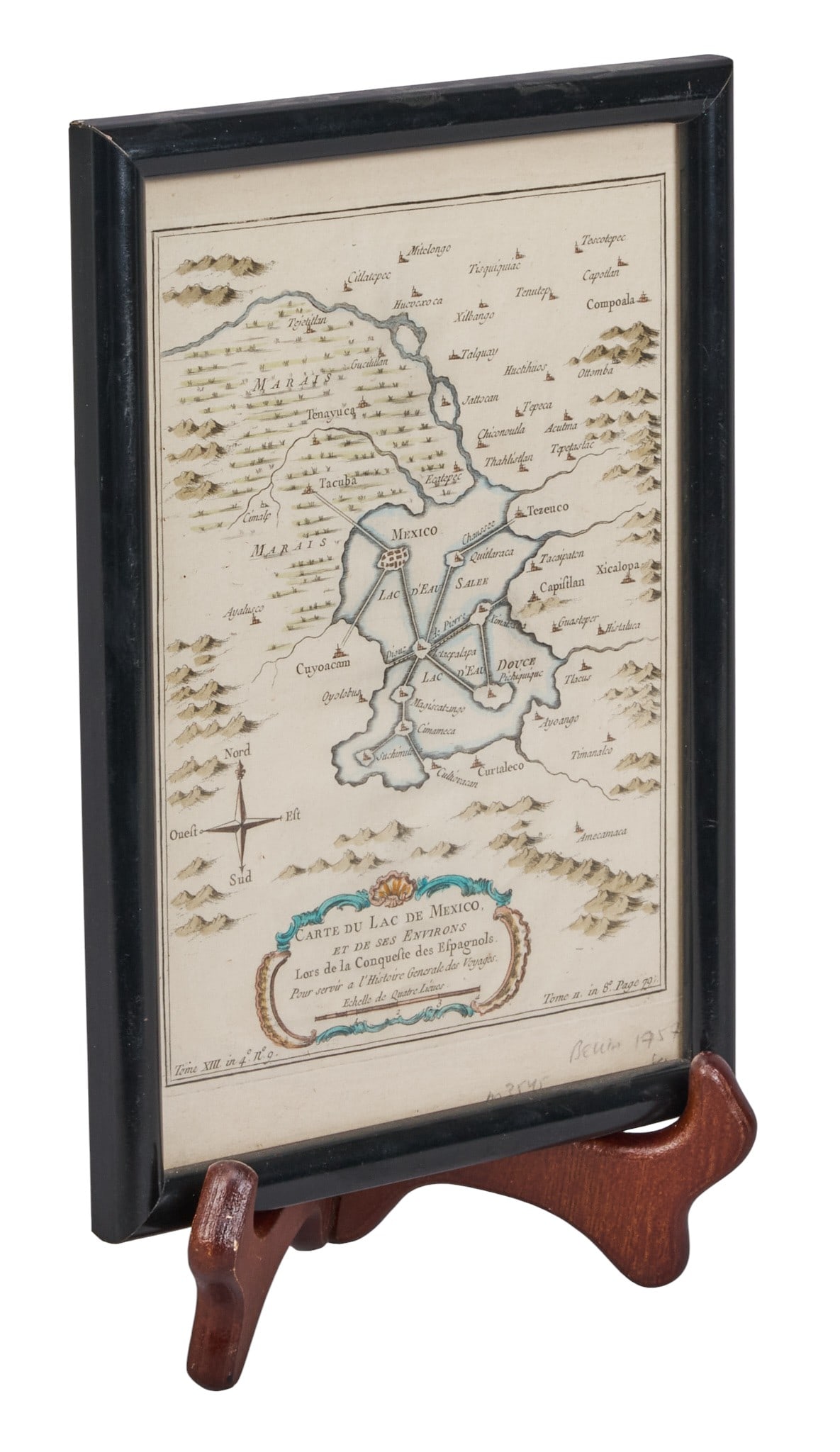 Red McCombs | Framed Antique Replica of 1757 Mexico City Map: Framed antique replica of 1757 hand-colored map of Mexico City height 11 in. x width 7.75 in. x depth .75 in. / frame 