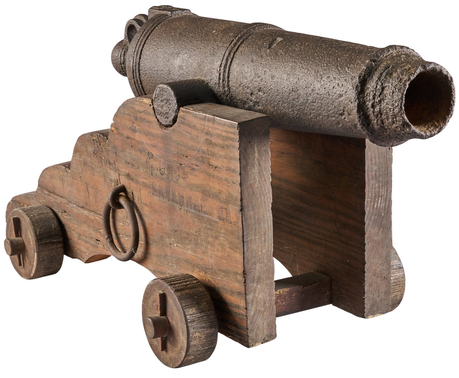 Red McCombs | Cast Iron Carronade Cannon on Carriage Found at Ft. Jackson GA (1 of 5)