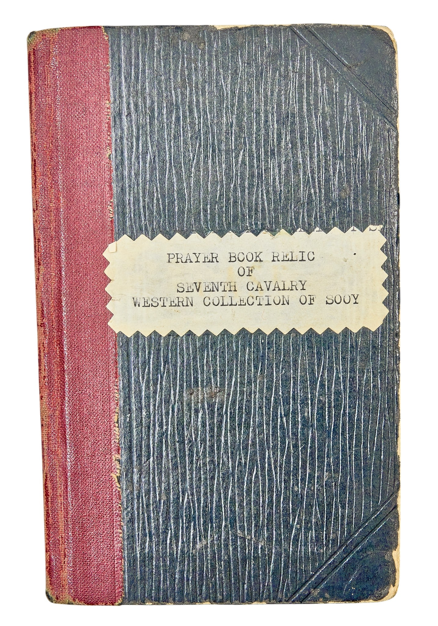 Red McCombs | 7th US Calvary Soldier John Ryan Prayer Book: Antique prayer book belonging to 7th US Calvary Soldier John Ryan (1845-1926, West Newton, Massachusetts), with inset ambrotype, dated 1876; John Ryan trained as a carpenter, but at the outbreak 