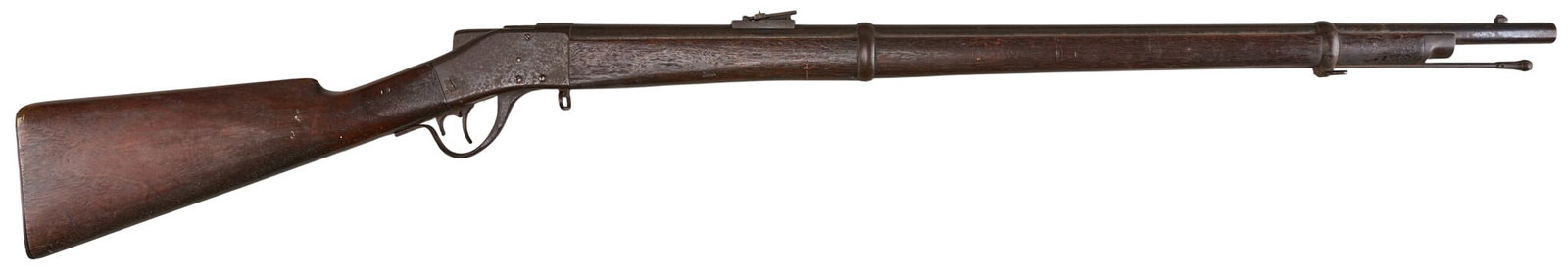Red McCombs | South Carolina Stamped Sharps-Borchardt Model 1878 "Old Reliable" Rifle: Serial: 19784 Manufacturer: Sharps Rifle Co.-Bridgeport, Conn. (c. 1879) Model: M1878 "Old Reliable" Caliber: 45-70 Govt. Barrel Length: 32.25 in. OAL: 48.5 in. Condition: Good-antique
