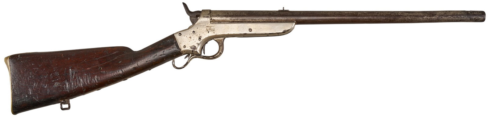 Red McCombs | Rare Civil War Era Sharps & Hankins M1859 Navy Carbine: Serial: 9289 Manufacturer: Sharps & Hankins (c. 1860s) Model: M1862 Cavalry carbine Caliber: 52 cal. Barrel Length: 19.25 in. OAL: 34 in. Condition: Good-antique; wood stock has significant w