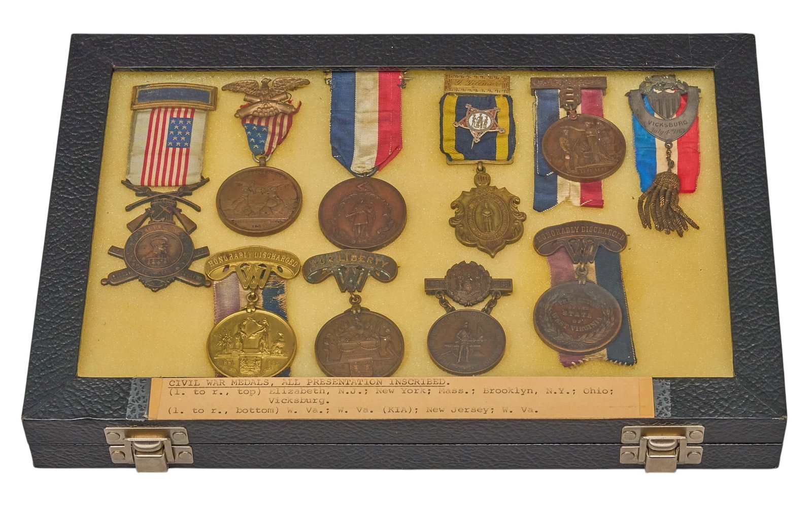 Red McCombs | Display of (10) Civil War Medals: Display of ten Civil War medals, issued by various veteran's organizations height 1.5 in. x width 12 in. x depth 8 in. Provenance: Property from the personal estate collection of