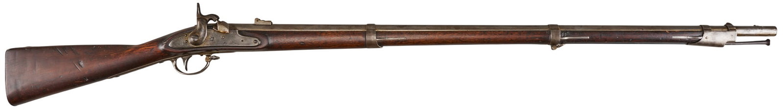 Red McCombs | US Springfield Model 1816 Arsenal Percussion Conversion Musket: Manufacturer: Springfield (c. 1832) Model: M1816 Type II converted to percussion Caliber: 69 cal. Barrel Length: 42 in. OAL: 57.5 in. Condition: Good-antique; wood stock has wear & patina commensu